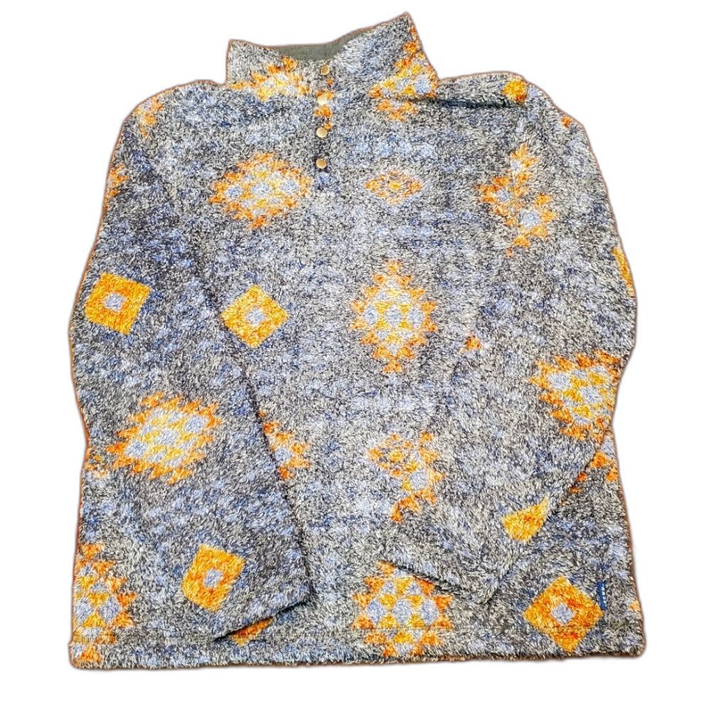 ROWM Fleece Lined Quarter Snap Pullover Popular Southwest Aztec Style